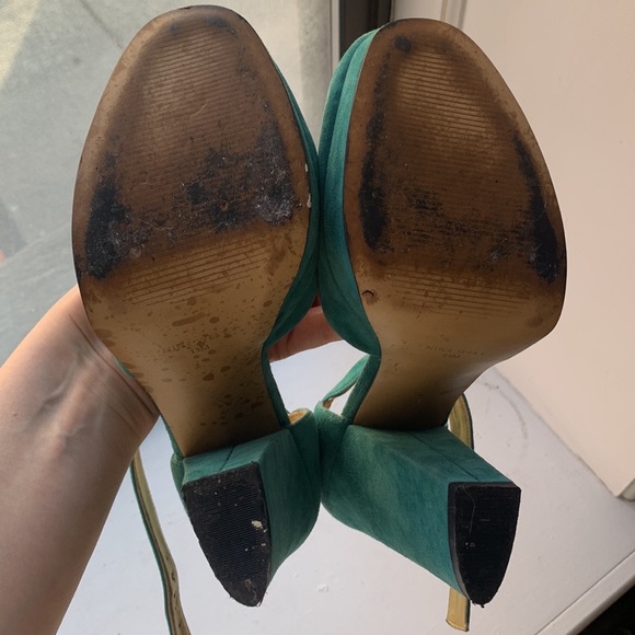 Teal Turquoise Suede Platform Mary Jane 5.5in Heels by Nine West | “Aroundtown” - Picture 6 of 6